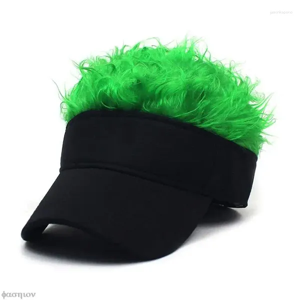 Bérets Golf Baseball Cap avec faux flair Cheveux Soleil Soleil Fun Toupee Chapeaux Mentes Femmes à pointes Perruque Colorful Green Rose Bleu