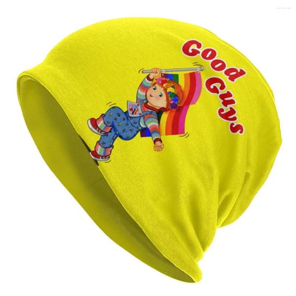 Bérets Good Guys Pride Bonnet Chapeau Tricot Chapeaux Hommes Femmes Mode Unisexe Dessin Animé Jeu D'enfant Chucky Hiver Chaud Skullies Bonnets Casquettes