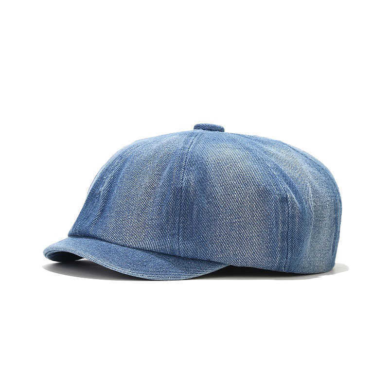 Basker Gorras Hombre Spring Summer Denim Newsboy Caps Flat Peaked Octagonal Cap Men Kvinnor målare Basker Hattar Visor Gatsby Flat Ivy Hat Z0616