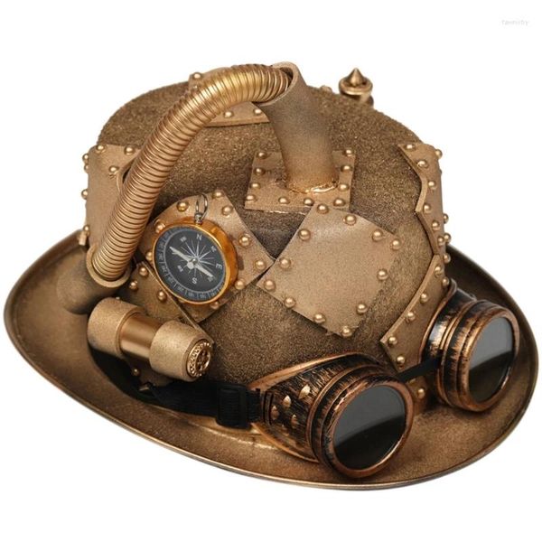 Bérets gothique melon chapeau haut de forme Halloween Steampunk hommes avec lunettes Gay