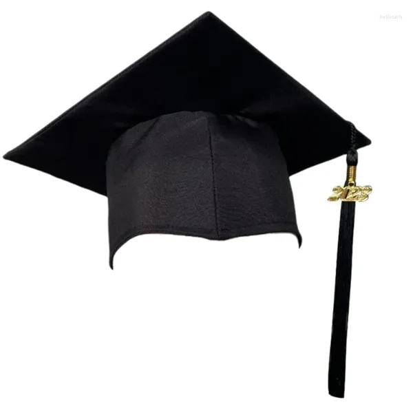 Bérets GRAD Bachelor Cap Graduation Chapeau Chapeaux 2024 Costume de fête avec gland Noir Pographie Accessoires Dropship