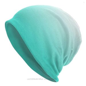 Bérets Gradient Coloré Skullies Bonnets Casquettes Blanc À Turquoise Ombre Chapeau Sport Sport Bonnet Chapeaux Pour Hommes Femmes