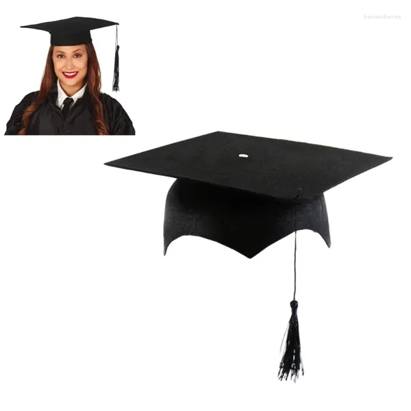 Bérets chapeau de remise de diplôme, casquettes de baccalauréat, décoration universitaire avec glands, Costume unisexe mat pour diplômé du lycée