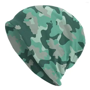 Baretten Groene Metalen Print Camouflage Cap Mannen Vrouwen Paragraaf Beanie Warme Mode Honderd Take Ins Trui Slouch Hiphop Dun Unisex