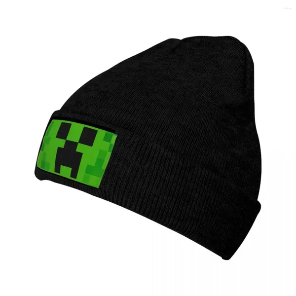 Boinas Green Square Beanie Sombreros Videojuego Sombrero de punto Kpop Elástico Hombres Mujeres Gorras Otoño Invierno Diseño Y2K Cool Bonnet Regalo