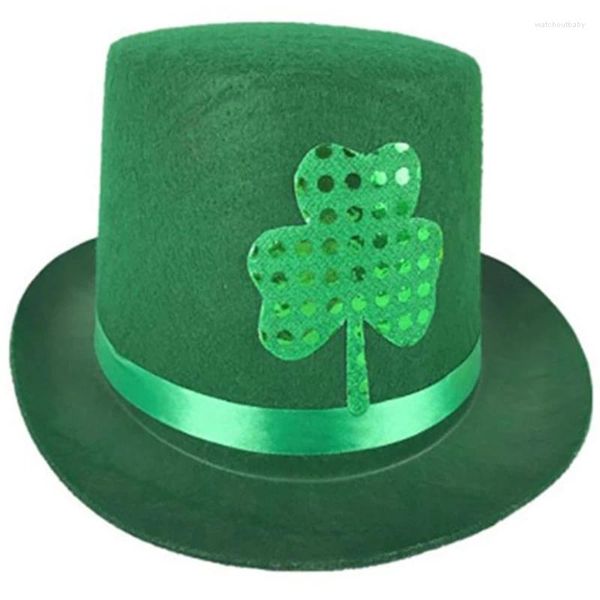 Bérets Green Tall Hat Stpatricks Journ Flat Holiday Holiday Headress Irish National Celebration Magiciens Festival