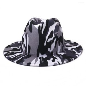 Berets grijze fedoras camo fedora hoed mannen panama top cap unisex militaire kleur groot randfeestje