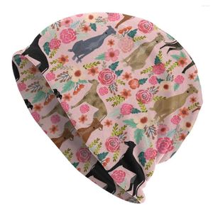 Bérets Greyhound Dog Florals Skullies Bonnets Chapeaux Animal Hip Hop Unisexe Casquette d'extérieur Chaud Double usage Bonnet Tricot