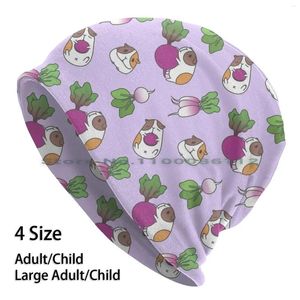 Bérets motif cochon d'inde, bonnet tricoté, cochon betterave carotte Kawaii radis violet lilas