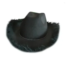 Bérets Halloween Cowgirl Hat Furry Cowboy Plumes pour les festivals de musique