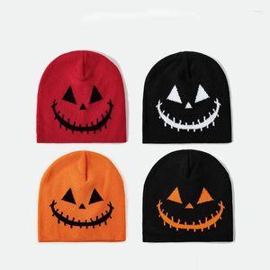 Bérets Halloween drôle citrouille tricoté chapeau unisexe décontracté quotidien en plein air Skullies casquette femme homme chaud hiver automne bonnet chapeaux