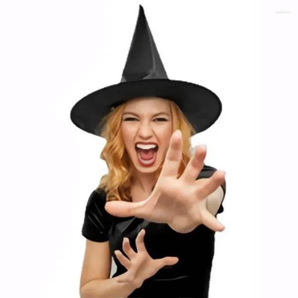 Bérets Chapeau d'Halloween pour hommes et femmes Noir Assistant Sorcière Maquillage Vêtements Accessoires Adulte Enfant Tailles