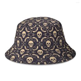 Berets Halloween skelet horror emmer hoed voor vrouwelijke mannen studenten opvouwbare bob visser hoeden panama cap streetwear