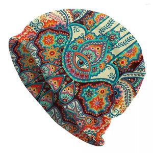 Bérets Hamsa main Skullies bonnets chapeaux de Fatima amulette Hip Hop hommes femmes casquette extérieure chaud double usage Bonnet tricoté chapeau