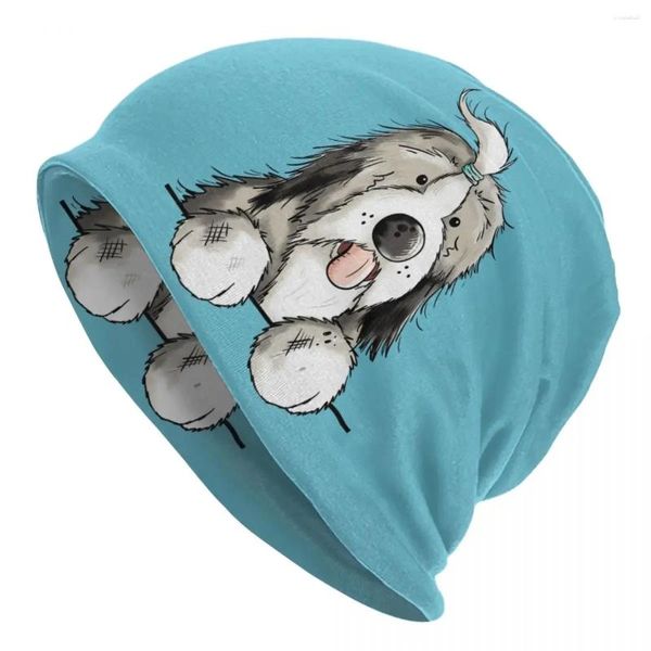Bérets Happy Beard Collie Dog Bonnet Chapeau à tricot Men de tricot Hommes Fomes Fashion Unisexe Adult Pet Animal Hiver Baftles chauds