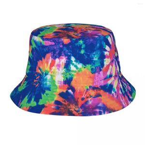 Bérets Harajuku Tie Dye Bucket Hat unisexe Protection UV Sport de plein air Hippie pêcheur casquettes été plage vacances escapade chapeaux