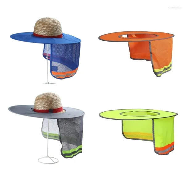 Boinas Sombrero duro-Parasol con tira reflectante Protección de cuello de ala ancha para cascos Y1UA