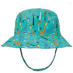 Bérets chapeau bébé été plage grand bord avec ficelle protection solaire motif girafe respirant vacances accessoire de plein air pour garçon fille