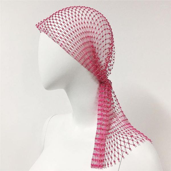 Bérets Hat Elegant Bandband Scood Scarf Cap avec Mesh Hollow Out pour Prom Masquerade Cosplay Ball Bandana