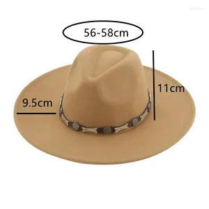 Bérets Hat Fedoras Chapeaux pour les femmes Big Brim 9,5 cm CEULLER LUIR COWBOY WESTER