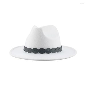 Bérets chapeau chapeaux pour femmes hommes Fedora Panama solide ceinture décontracté formel mariage décorer Jazz danseur Sombreros De Mujer