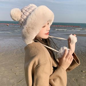Bérets chapeau dame hiver cheveux ours oreilles laine en plein air Version coréenne de toutes sortes en peluche Lei Feng doux mignon marée