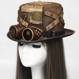 Bérets Chapeau Anti-dérapant Steampunk Lunettes Hommes Discothèque Top Pour Carnaval Gothique Avec Jazz