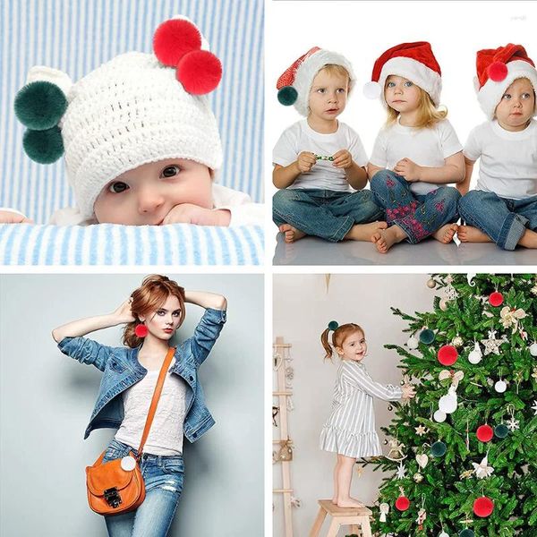 Boinas Sombrero Pompones Bolas de piel Pompones suaves Pompones artesanales Bola de Navidad Pegamento en tela Bufanda Zapatos Accesorios Adornos colgantes para fiestas