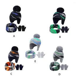 Bérets Hat Scarf Mittens Kit avec des motifs de dinosaures Caps Kid Caps Cute d'hiver Parts chauds