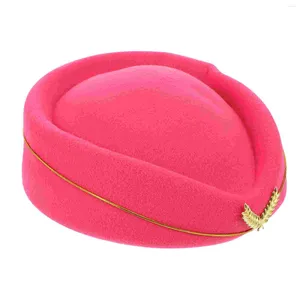 Berets Hat Stewardess Cap Air Attendant Flight Hostess Costume Women Pillbox Wool Cosplay Airline Beret Frenchpilotka Cabin Prew Side