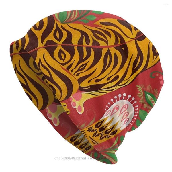 Boinas Sombrero Tigre Folk Otoño Primavera Gorras para hombres Mujeres Arte Skullies Gorros Esquí Algodón Bonnet Sombreros