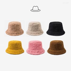 Boinas Sombrero Mujer # 39; Invierno Tendencia simple Pelo de cordero salvaje Pescador Otoño y cálido Lavabo de felpa a prueba de viento