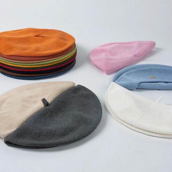 Boinas sombrero mujer Boina verano primavera algodón transpirable tejido moda mujer pintor Cap Simple Gorro Boina Casual señoras