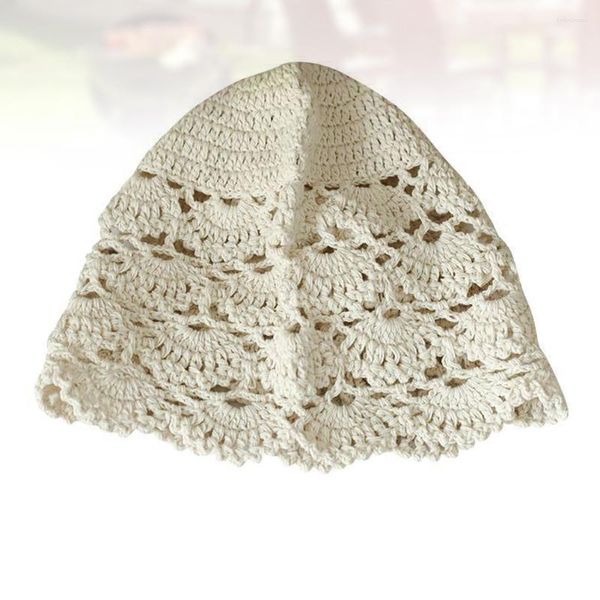 Bérets chapeau femmes été évider 22X20CM casquette décontractée Vintage Turban blanc élégant bonnet femmes