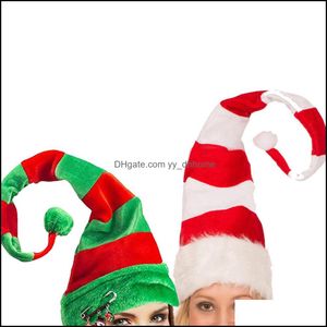 Baretten Hoeden Mutsen, sjaals handschoenen Fashion Aessories 1Pc Funny Christmas Party Long Striped Vilt Pluche Elf Holiday Theme U3 Drop Deliv