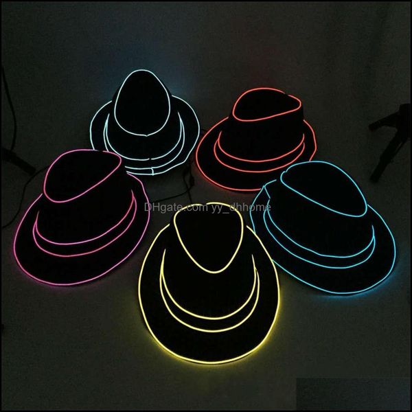 Bérets Chapeaux Casquettes Chapeaux, Foulards Gants Accessoires De Mode Danseur De Jazz Faveur Fil Lumineux Streak Gentleman Cap Attrayant Crazy Led Strip Neo