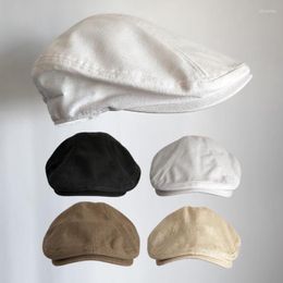 Berets hoeden voor mannen en vrouwen om oude manieren te herstellen Bulk cap buiten vlas Beret Ademblage Britse literaire voorschot hatsberetten oliv22