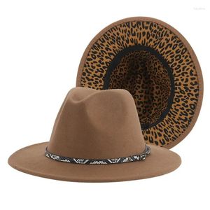Bérets Chapeaux pour femmes hommes léopard fedora chapeau patchwork décontracté largeur band rouler ceinture hiver les bouchons de femmes sombreros de mujer