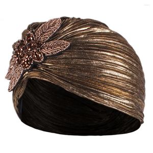 Bérets chapeaux turban femmes Headscarf Gold Stamping bijoux mode noble style ébouriffé miss
