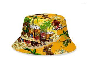 Bérets Hawaii Design seau chapeau impression 3D drôle peinture vacances d'été chapeaux de plage pour hommes et femmes