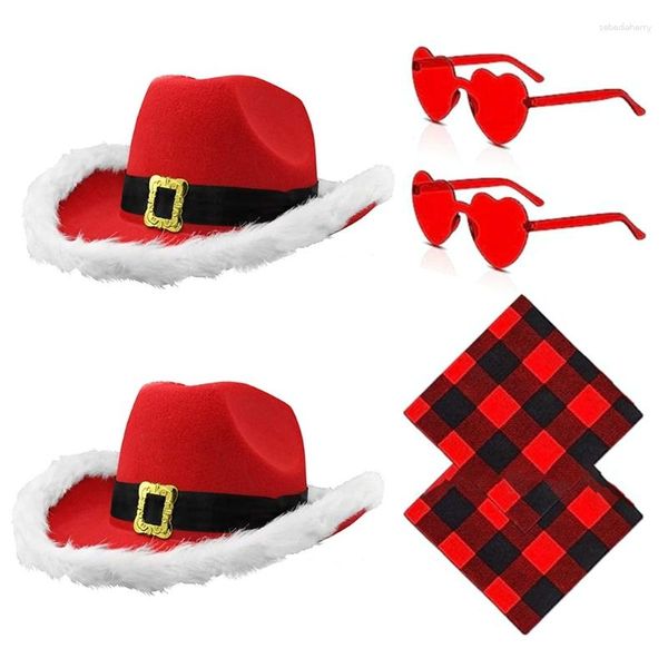 Boinas Gafas de sol sin montura en forma de corazón Sombrero de Navidad iluminado Trajes de pañuelo a cuadros para mujer DXAA