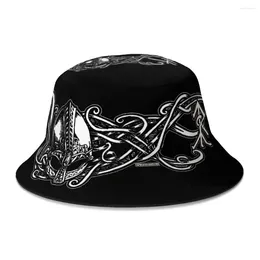 Bérets Helm Of Tyr Bucket Hat pour femmes hommes étudiants pliable Bob pêche chapeaux Panama casquette Streetwear