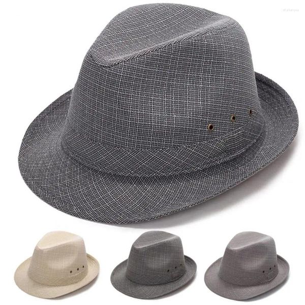 Boinas Hemming ala ancha agujeros transpirables sombrero de jazz plegable hombres de mediana edad al aire libre paja sol accesorios de moda gorra de playa capó