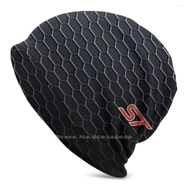 Boinas Rejilla hexagonal - St Emblem Gorro de punto fino unisex Gorros de bricolaje 3D Rendimiento de carreras Mondeo Fiesta Tuned Speed Hatchback Sport