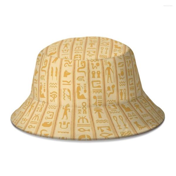 Bérets hiéroglyphes et pyramides egypte ancienne afrique égyptienne seau chapeau femmes hommes étudiants pliable Bob pêcheur chapeaux Panama casquette