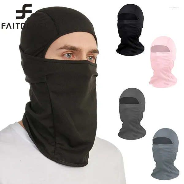 Bérets High Elastic Lycra Cyc Capling Cap Protection du cou extérieur Couverture de la tête de moto d'été Masque facial de soie