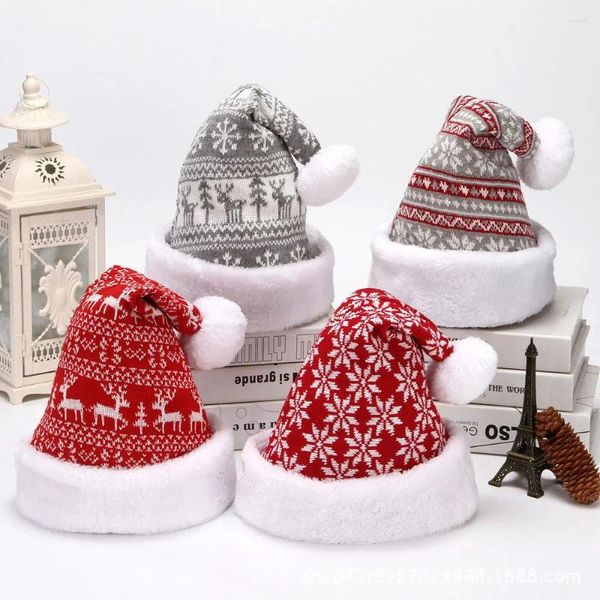 Bérets de haute qualité flocon de neige épaissi tissu de laine tricoté chapeau de noël père noël