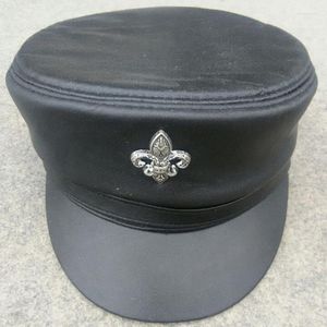 Bérets haute qualité en cuir véritable chapeau élégant en peau de mouton militaire chapeaux pour hommes femmes personnalité hip-hop Snapback casquette plate unisexe