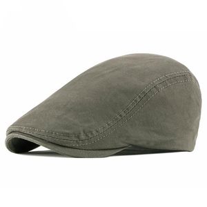 Bérets haute qualité rétro adulte hommes couleur unie coton Cabbie Flatcap chapeaux pour femmes Sboy CapsBérets