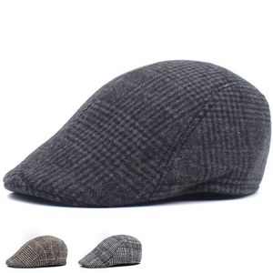 Bérets de haute qualité rétro hommes laine Plaid Cabbie casquette plate chapeaux pour femmes Sboy casquettes Tweed MenBerets